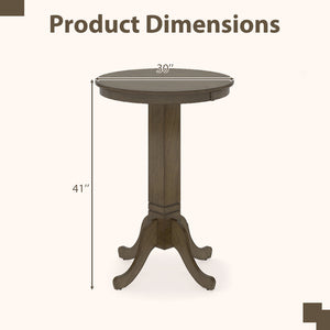 Wood Pub Round Dining Table with Pedestal Base-Gray