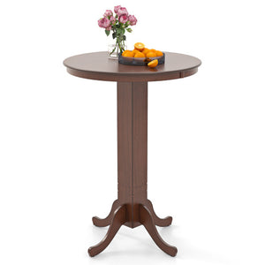Wood Pub Round Dining Table with Pedestal Base