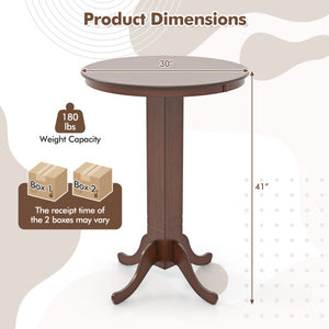 Wood Pub Round Dining Table with Pedestal Base