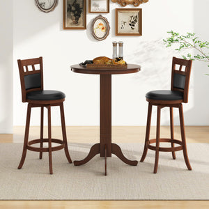 Wood Pub Round Dining Table with Pedestal Base