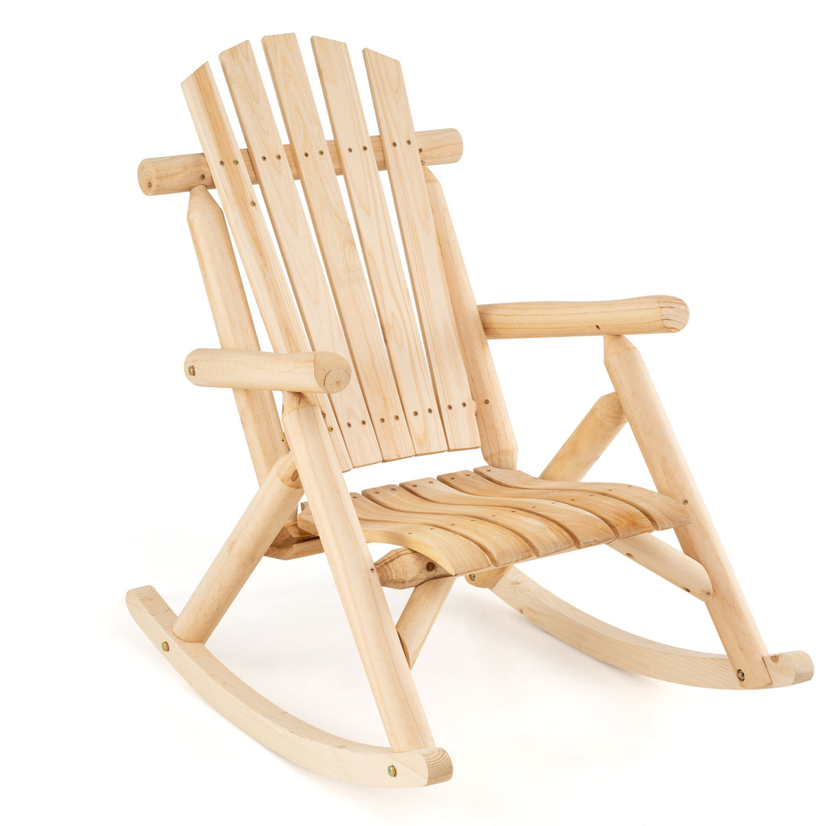 Wood Single Porch Rocker Lounge Patio Rocking Chair