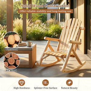 Wood Single Porch Rocker Lounge Patio Rocking Chair