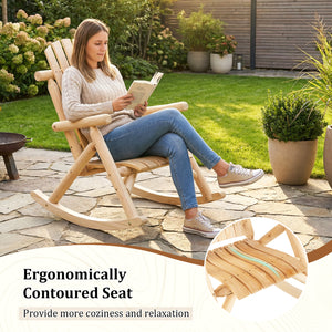 Wood Single Porch Rocker Lounge Patio Rocking Chair