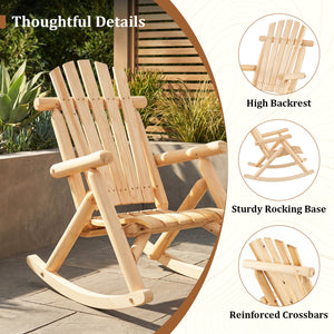 Wood Single Porch Rocker Lounge Patio Rocking Chair