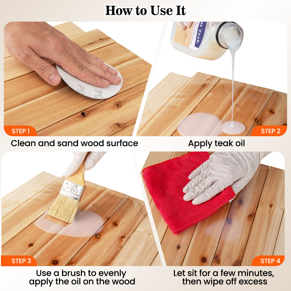 16 oz Wood Oil Cleaner and Brightener for Outdoor and Indoor Furniture Set of 2
