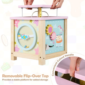 Wooden Activity Cube with Montessori Sensory Toys for 18+ Months Toddlers