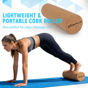 Wooden Balancing Board with Cork Roller and Storage Rack to Exercise-Blue