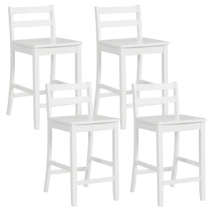 Wooden Bar Stools Set of 2 with Ergonomic Backrest and Footrest-White