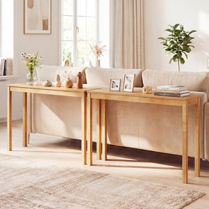 Wooden Console Table Modern Farmhouse Sofa Table with Thickened Top-Natural