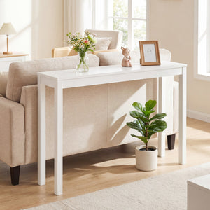 Wooden Console Table Modern Farmhouse Sofa Table with Thickened Top-White