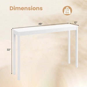 Wooden Console Table Modern Farmhouse Sofa Table with Thickened Top-White