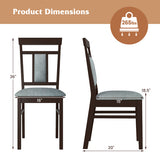 Wooden Dining Chair Set of 2 Linen Fabric Upholstered Kitchen Chairs with Rubber Wood Frame