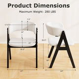 Wooden Dining Chair Set of 2 Mid-Century Modern Sherpa Upholstered Kitchen Dining Room Chairs-Black