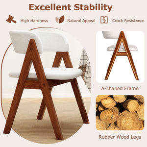 Wooden Dining Chair Set of 2 Mid-Century Modern Sherpa Upholstered Kitchen Dining Room Chairs-Walnut