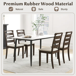 Polyester Upholstered Wooden Dining Chair Set of 2-Walnut