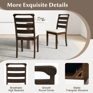 Polyester Upholstered Wooden Dining Chair Set of 2-Walnut