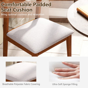 Wooden Dining Chair Set of 2 with Rubber Wood Frame and Wide Padded Seat-Walnut