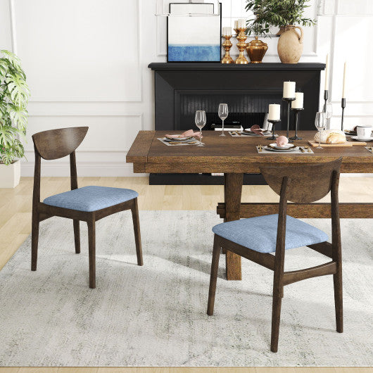 Wooden Dining Chair Set of 2 with Rubber Wood Leg-Brown