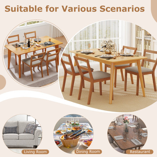 Wooden Dining Chair Set of 2 Farmhouse Kitchen Chair with Upholstered Seat-Brown