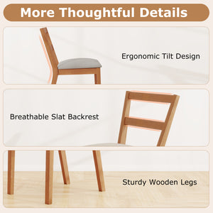 Wooden Dining Chair Set of 2 Farmhouse Kitchen Chair with Upholstered Seat-Brown