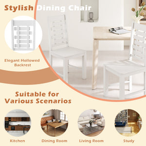 Wooden Dining Chair Set of 2 Solid Rubber Wood Kitchen Chairs-White