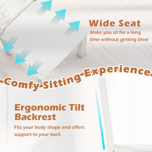 Wooden Dining Chair Set of 2 Solid Rubber Wood Kitchen Chairs-White