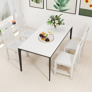 Wooden Dining Chair Set of 2 Solid Rubber Wood Kitchen Chairs-White