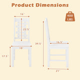 Wooden Dining Chair Set of 2 Solid Rubber Wood Kitchen Chairs-White