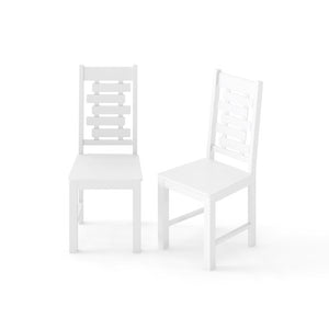 Wooden Dining Chair Set of 2 Solid Rubber Wood Kitchen Chairs-White
