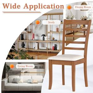Wooden Dining Chair Set of 2 Modern Upholstered Kitchen Chair-Beige