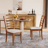 Wooden Dining Chair Set of 2 Modern Upholstered Kitchen Chair-Beige