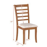 Wooden Dining Chair Set of 2 Modern Upholstered Kitchen Chair-Beige