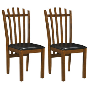 Wooden Dining Chair Set of 2 with Spindle Back & PU Leather Seat-Black