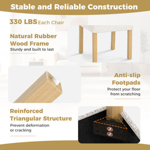 Wooden Dining Chair with Rubber Wood Frame and Cylinder Back Set of 2-White