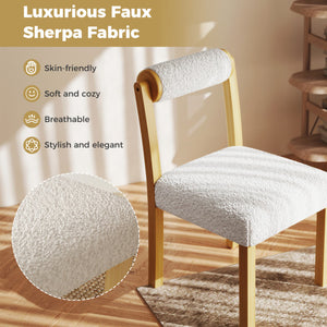 Wooden Dining Chair with Rubber Wood Frame and Cylinder Back Set of 2-White