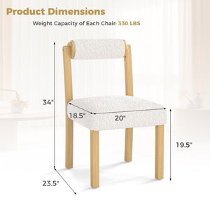 Wooden Dining Chair with Rubber Wood Frame and Cylinder Back Set of 2-White