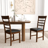 Wooden Dining Chair with Rubber Wood Frame Set of 2-Oak