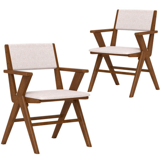 Wooden Dining Chair with Rubber Wood Frame Set of 2-Walnut
