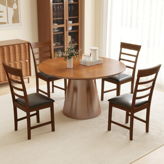 Wooden Dining Chair with Rubber Wood Frame Set of 2-Oak