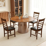 Wooden Dining Chair with Rubber Wood Frame Set of 2-Oak