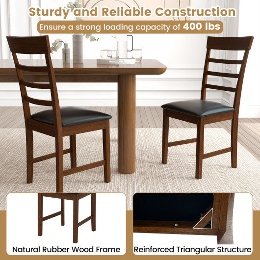 Wooden Dining Chair with Rubber Wood Frame Set of 2-Oak