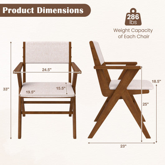 Wooden Dining Chair with Rubber Wood Frame Set of 2-Walnut