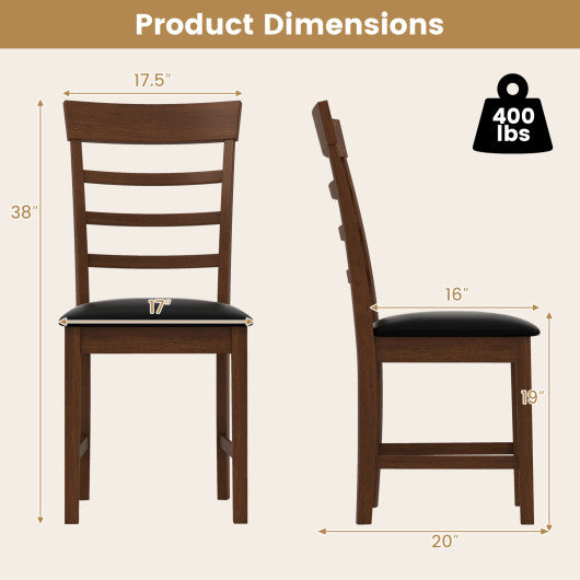 Wooden Dining Chair with Rubber Wood Frame Set of 2-Oak