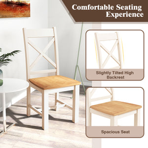 Wooden Dining Chairs Set of 2 with High Back and Rubber Wood Frame-Natural