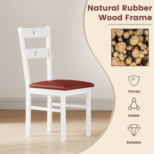 Wooden Dining Chairs Set of 2 Armless Kitchen Chairs with Hollowed Backrest-White