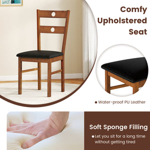 Wooden Dining Chairs Set of 4 Armless Kitchen Chairs with Hollowed Backrest-Brown