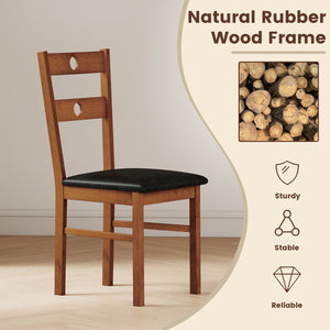 Wooden Dining Chairs Set of 4 Armless Kitchen Chairs with Hollowed Backrest-Brown