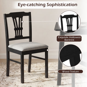 Wooden Dining Chairs Set of 2 Upholstered Kitchen Chairs with Solid Rubber Wood Frame-Gray