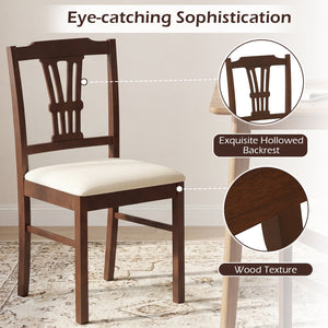 Wooden Dining Chairs Set of 2 Upholstered Kitchen Chairs with Solid Rubber Wood Frame-Beige
