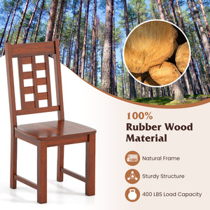 Wooden Dining Chairs Set of 2 Kitchen Chair with Solid Rubber Wood Frame-Walnut